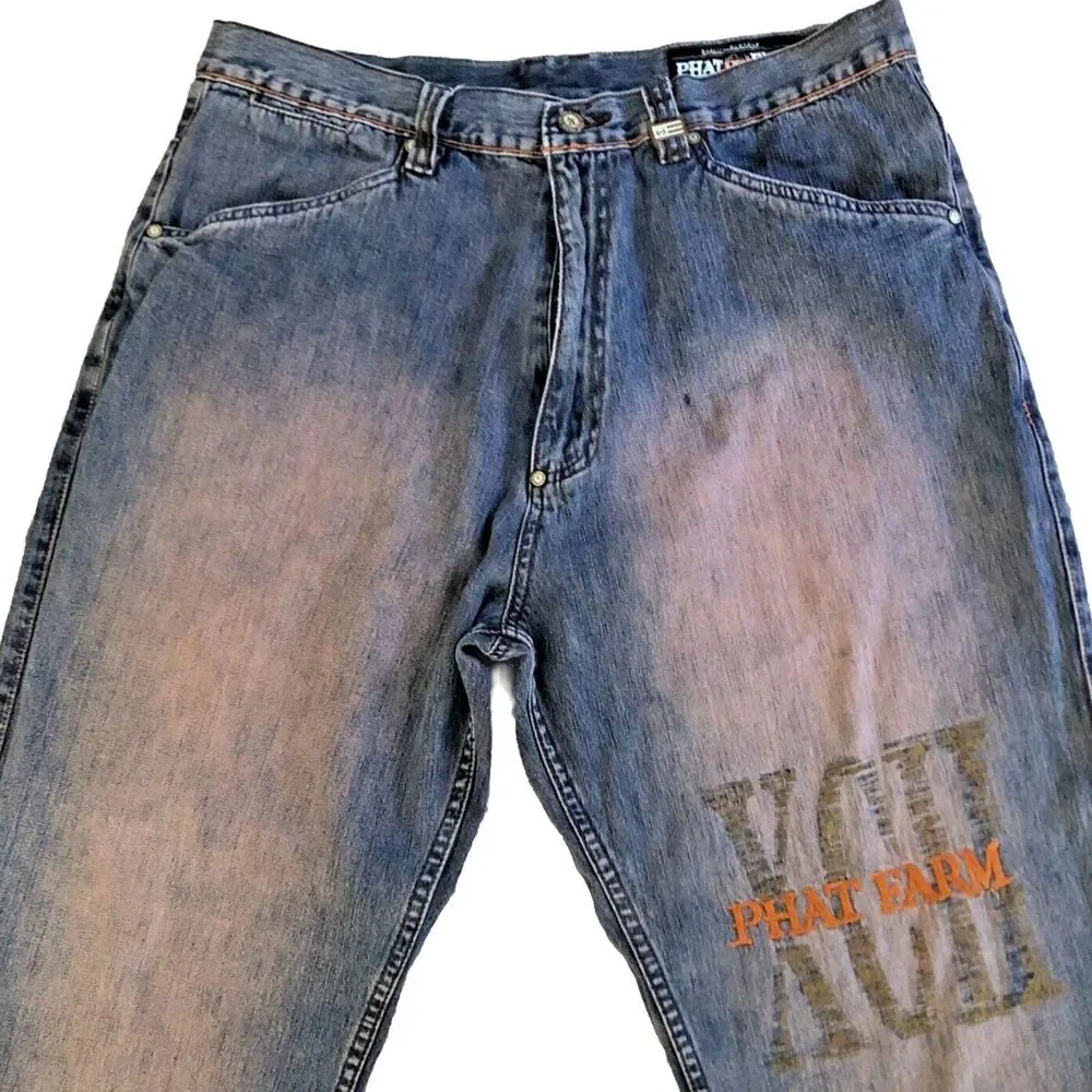 VTG Phat Farm Baggy Jeans Mens Size 36x32 Wide Leg Streetwear Skater Grunge